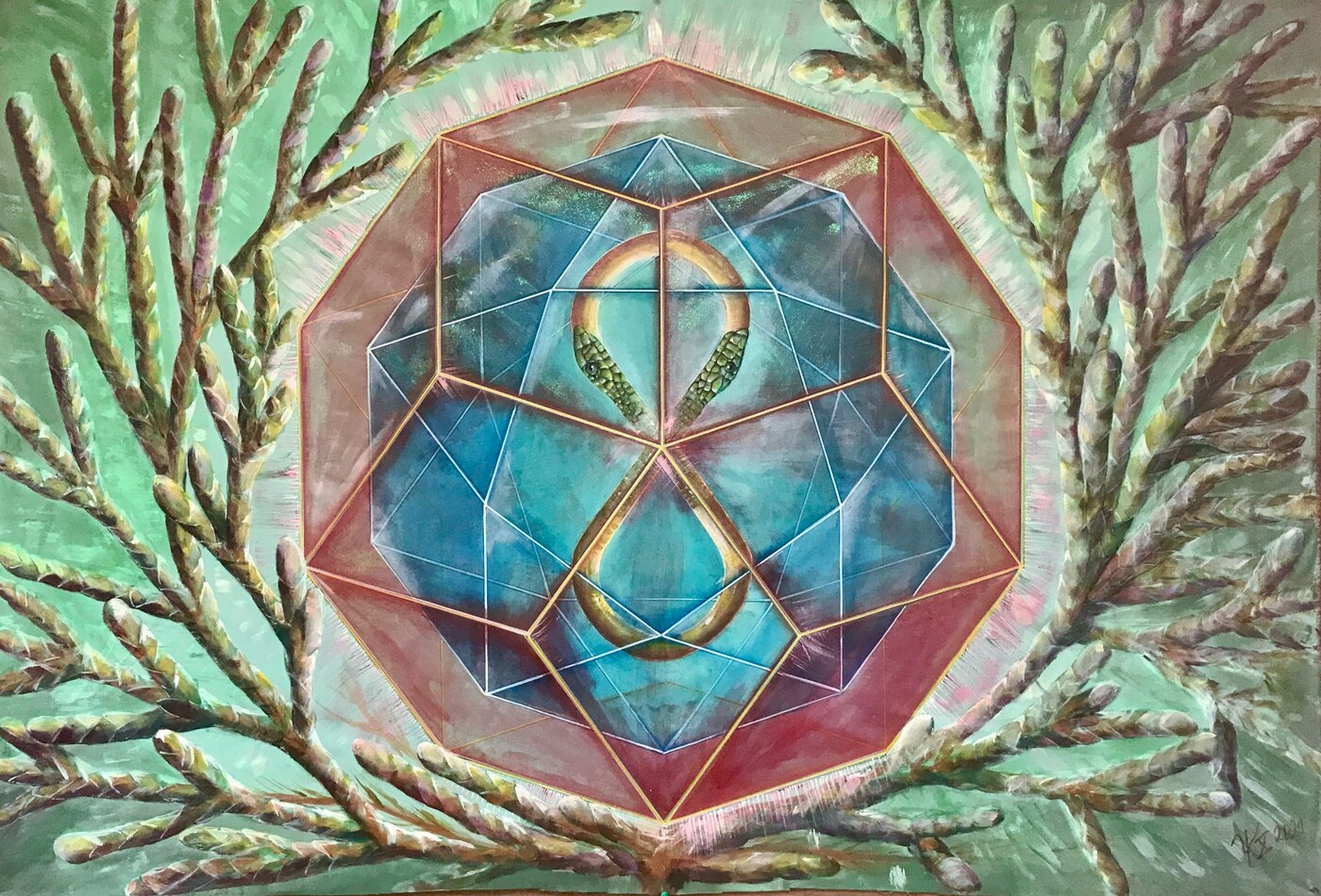 Alliance thérapeutique, Acrylique sur tissu, 150 × 100 cm