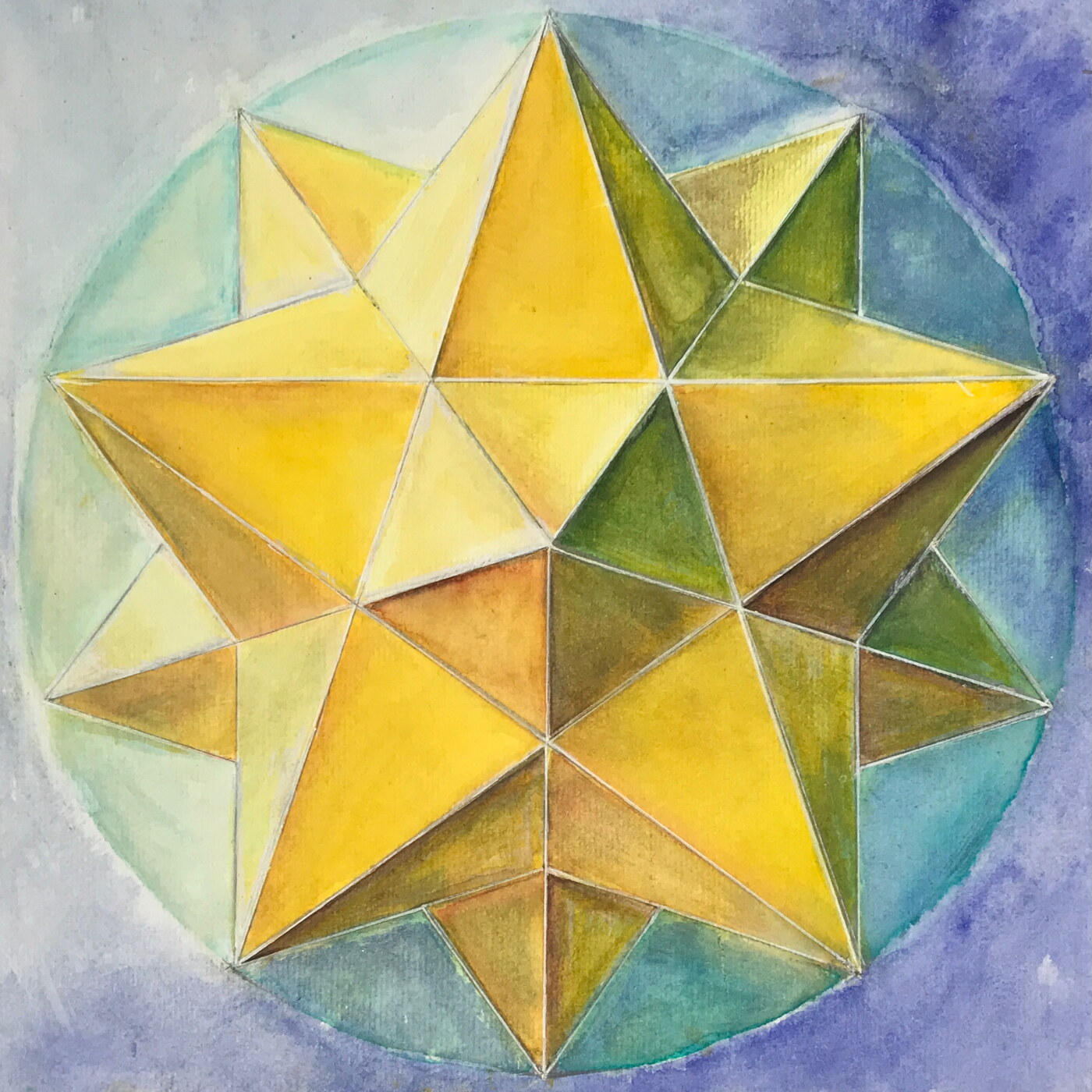 Déconfinement, Aquarelle, 40 × 40 cm