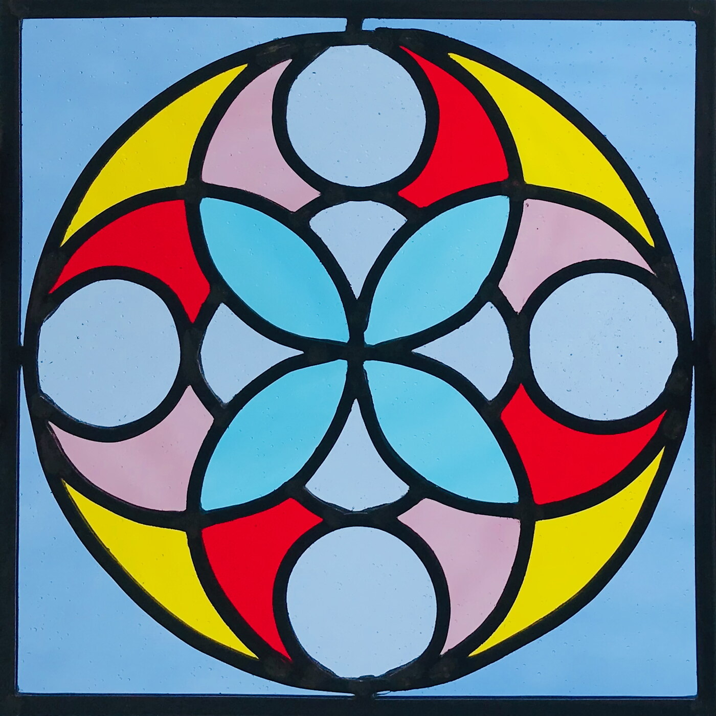 Et le 4 vint, Vitrail au plomb, 30 × 30 cm