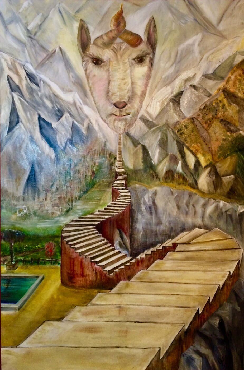 Non-dualité, Huile sur toile, 100 × 150 cm