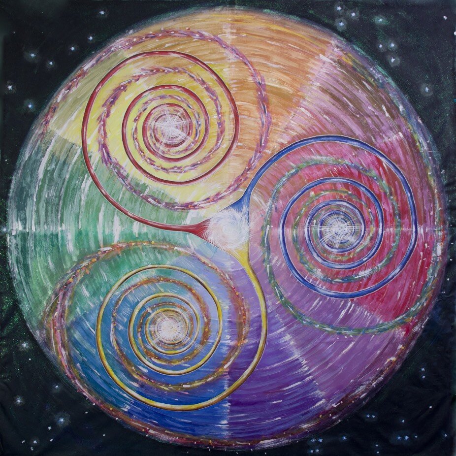 Tourbillon de la Vie, Acrylique sur tissu, 200 × 200 cm